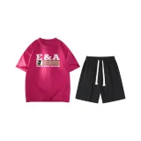 Розовый красный (Розовый красный топ + черные шорты)