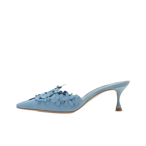 MANOLO BLAHNIK Домашние тапочки 5 см Женские Синие