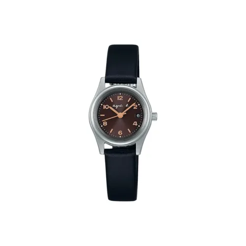 SEIKO Selko Agnes B. Солнечный механизм кожаный ремешок часы 24,4 мм женские циферблат цвета кофе