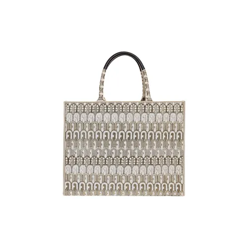 Furla Opportunity Жаккардовая ткань Сумка-тоут Сумка для покупок Сумка через плечо Сумка Большая Женская Светлый Бежевый