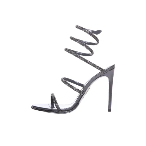 RENE CAOVILLA Cleo One Sandals Strap 10,5cm Women's Black Gray РЕНЕ CAOVILLA Cleo One Сандалии Ремешок 10,5 см Женские Черный Серый
