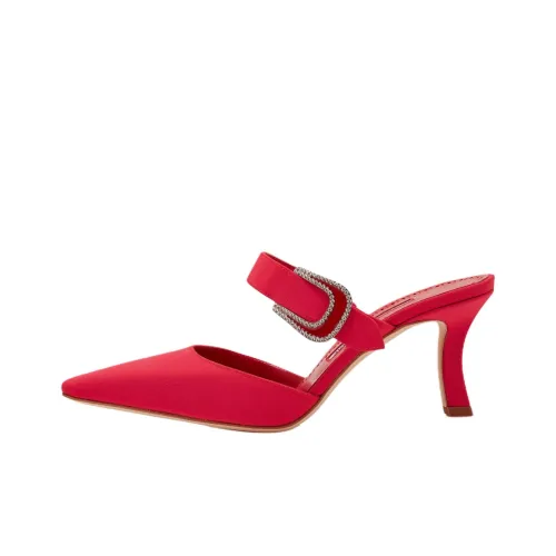 MANOLO BLAHNIK Домашние тапочки 7 см Женские Красные