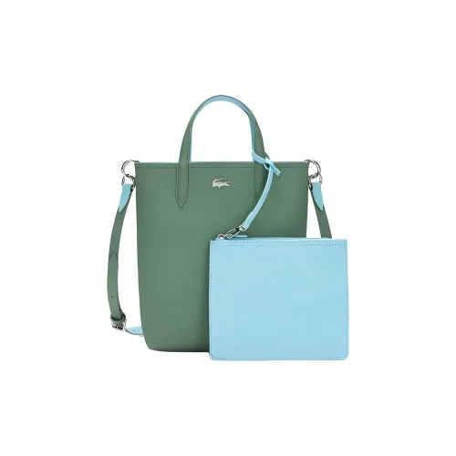 LACOSTE PVC Тоут Сумка Сумка для покупок Сумка через плечо Сумка среднего размера Женская Горчично-зеленый и Темно-синий