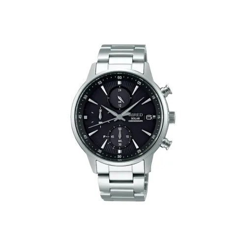 SEIKO Wired Collection Солнечный кварцевый механизм нержавеющая сталь ремешок часы 40,2 мм мужские черный циферблат