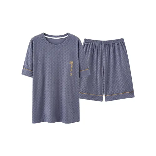 Cotton Gene Синий Фиолетовый Мужской Пижамный Комплект