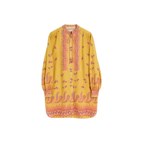 Valentino SS25 Длинное Платье с Длинными Рукавами Женское Желтое