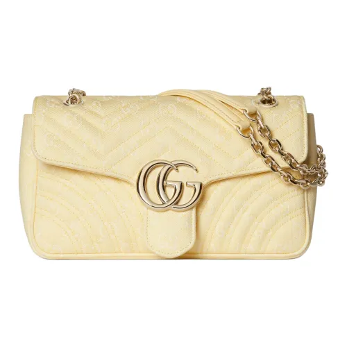 GUCCI GG Marmont Denim Crossbody Bag Shoulder Bag Medium Women's Yellow White GUCCI GG Marmont Деним Сумка через плечо Сумка на плечо Средняя Женская Желтая и Белая