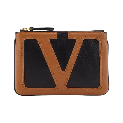 Valentino Garavani Кожаный клатч женский черный коричневый