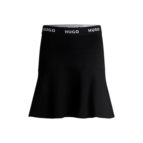 Hugo Boss Джерси Mini Skirt с Flounce Подол Повседневные короткие юбки Женские Черный
