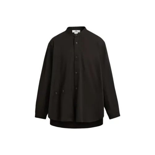 ZARA Темно-коричневые мужские рубашки