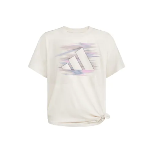 Adidas Детская одежда Htr Loose Галстук Передняя часть Tee T Рубашка Детский Белый