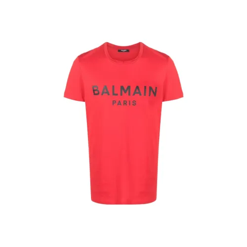 BALMAIN Red Men's T-Shirts BALMAIN Красные Мужские Футболки
