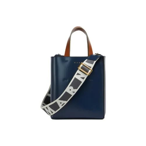 MARNI Museo Телячья кожа Тоут Сумка Сумка для покупок Сумка на плечо Сумка Мини Женская Синяя и Коричневая