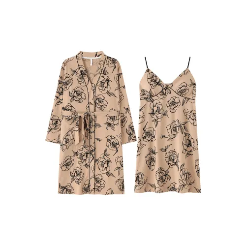 XIAFENYAN Пижамный комплект женский коричневый