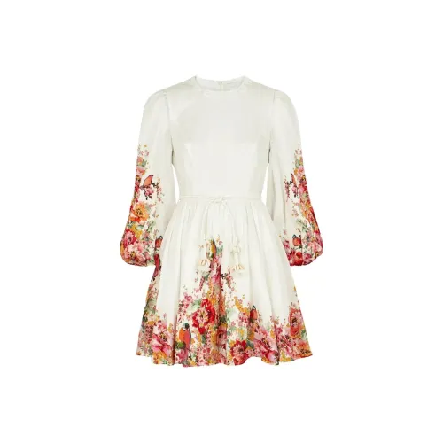 Zimmermann Белое Женское Длинное Платье с Рукавами