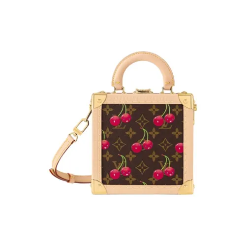 LOUIS VUITTON Takashi Murakami Коллаборация Square Trunk Монограмма Покрытый холст Сумка Мини Женские Коричневый