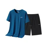 Комплект одежды (Темно-синий топ + Черные шорты)