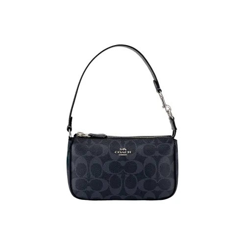 COACH Nolita PVC Маленькая Сумка Плечевая Сумка Клатч Маленькая Женская Джинсовая Синий Полуночный Синий Морской Синий