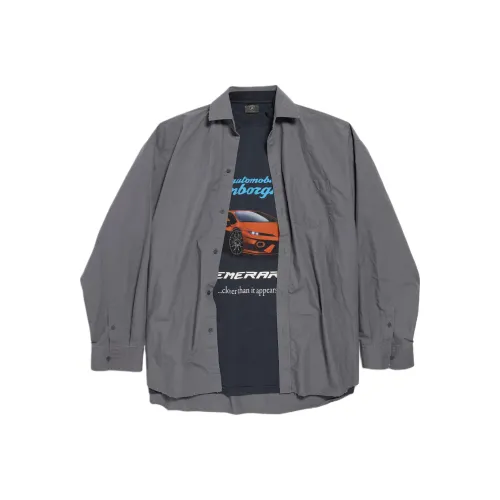 Balenciaga x AUTOMOBILI LAMBORGHINI Рубашка Свободного кроя Мужская Слоновой серый