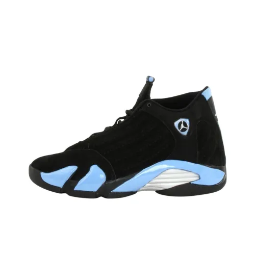 Jordan Air Jordan 14 Slip-resistant Abrasion-resistant MID Топ Винтажные баскетбольные кроссовки Унисекс Черный Синий