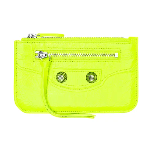 Balenciaga Le Cagole Fine Grained Овчина Мелочь Кошелек Картхолдер Обычный Женские Флуоресцентный Желтый