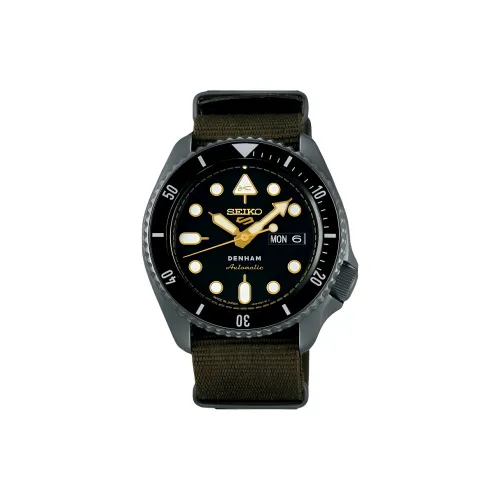 SEIKO Size 5 Sports Collection Автоматический Механический Механизм Нylon Ремешок Часы 42,5 мм Мужские Часы Черный Циферблат