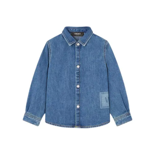 VERSACE Синие Детские джинсовые рубашки