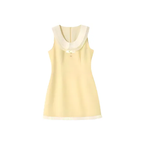 KKX Желтые Женские Платья без рукавов
