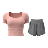 [Комплект с коротким рукавом] Барби розовый + Известняк