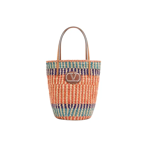 Valentino Garavani Raffia Tote Bag Shopping Bag Women's Orange Multicolor Валентино Гаравани Рафия Тоут Сумка Сумка для покупок Женская Оранжевая и Многоцветная