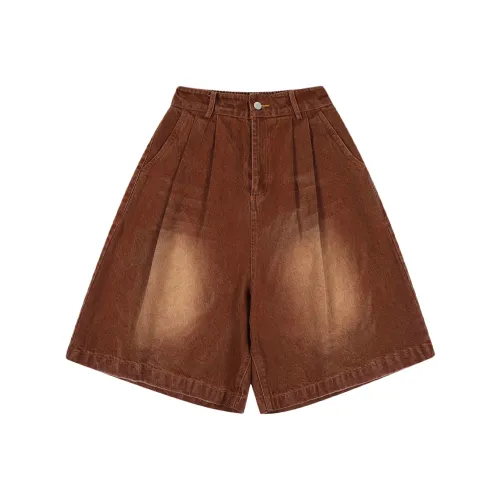 YOUSEKOO Светло-коричневые унисекс джинсовые шорты