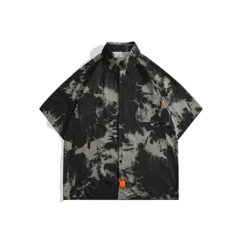 YOUSEKOO Черно-серый цвет унисекс рубашки