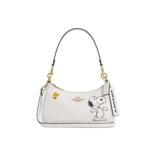 COACH PEANUTS SNOOPY Коллаборация Teri Сумка через плечо из крупнозернистой текстуры Сумка среднего размера Женская