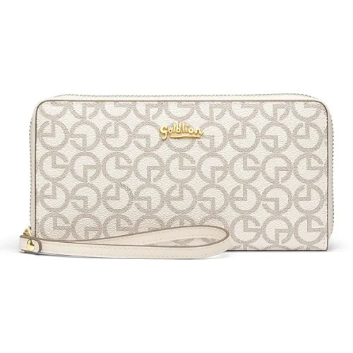 GOLDLION ПВХ Клатч Маленький Женский Экрю Кофейный