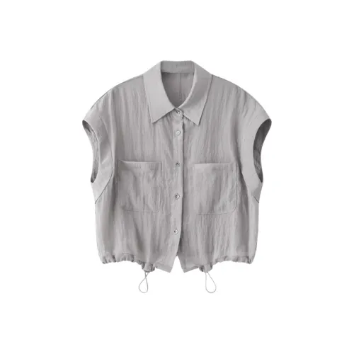 SHUXI Простые Пыльно-серые Женские Рубашки