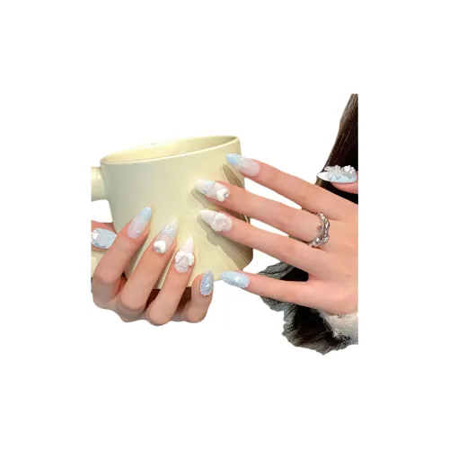 Rui Jin Осветляющий Летний Премиум Feel False Nail Миндально-Белый Однотонный Милый 26 мм