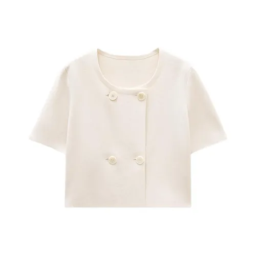 INSUN Экрю Женские Короткие Топы