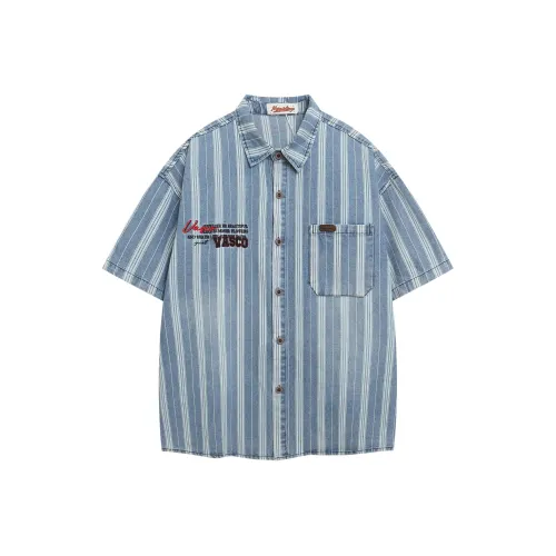 WAYHWEI Джинсовая синяя унисекс рубашка