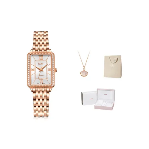 EBOHR Cana Collection Маленький Квадратный Таблиец Кварцевый Механизм Нержавеющая Сталь Ремешок Часы Женские Часы Серебристый Циферблат