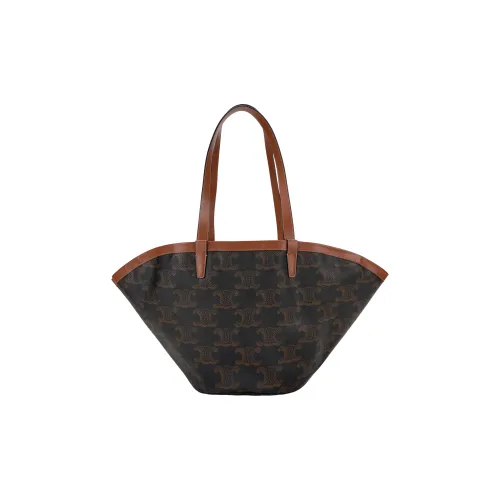 CELINE Couffin Холст с кожей Обметка Тоут Сумка Сумка для покупок Сумка Большая Женская Коричневая