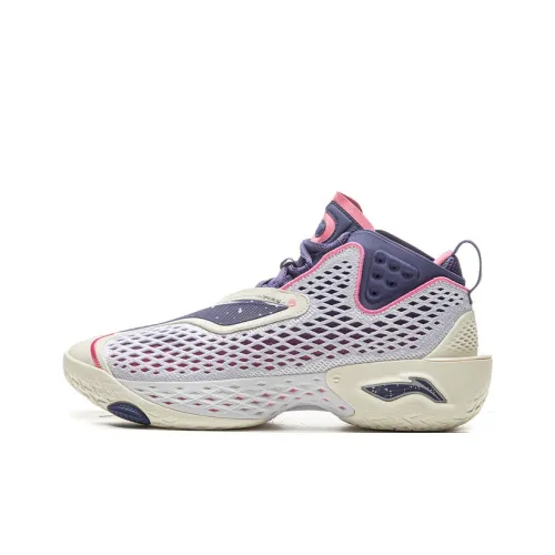 LiNing BadFive 5 Противоскользящий Устойчивый к износу Дышащий Отскок Сцепление MID Топ Баскетбольные кроссовки Мужской Белый