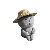 Розовый кролик, серый + соломенная шляпа