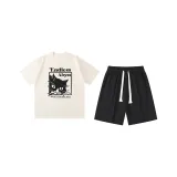 Абрикосовый топ + черные шорты