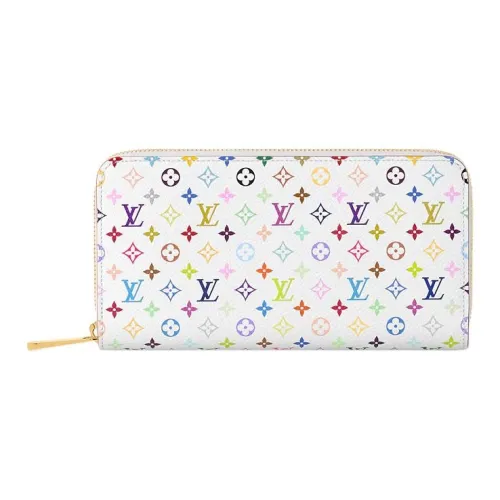 LOUIS VUITTON Takashi Murakami Collaboration Zippy Монограмма Холст Кошелек Женские Белый Многоцветный