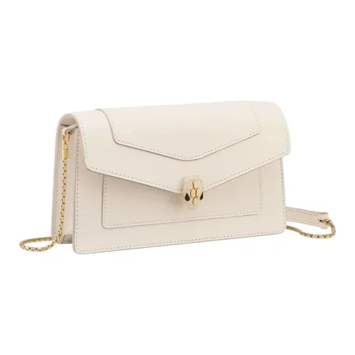 BVLGARI Serpenti Forever Series Коровья кожа Конверт Сумка Сумка через плечо Сумка на плечо Женская Бежевая