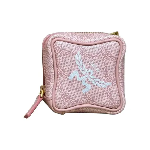 MCM Himmel Покрытый холст с кожаными вставками кошелек для монет женский розовый