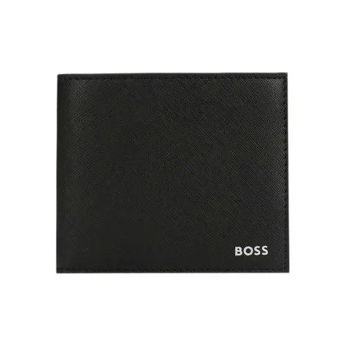 Boss 8CC Логотип бренда Кошелек Стандартный Мужской Черный