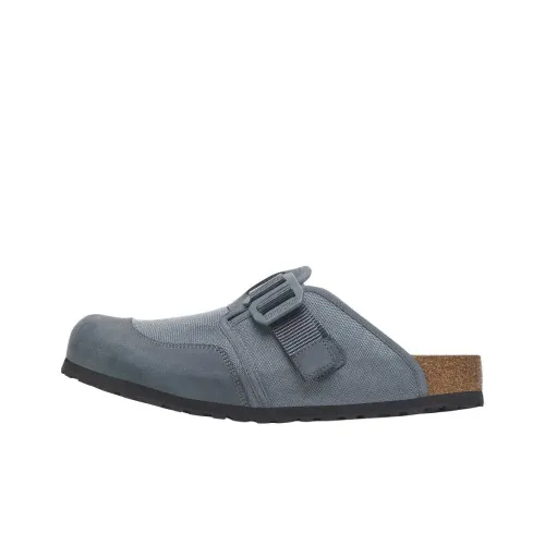 Биркенсток Бостон Резиновая подошва Устойчивая к истиранию Домашние тапочки Мужские Серые Узкие