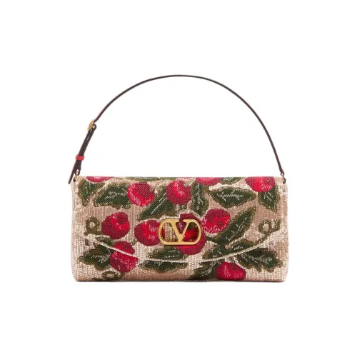 Вышивка Valentino Garavani Сумка Маленькая Женская Розовое Золото и Многоцветная