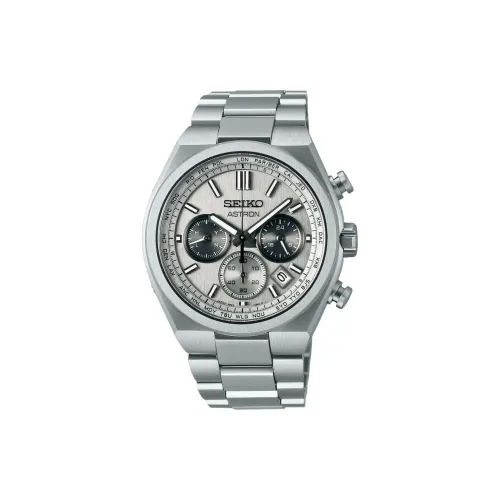 SEIKO Astron Series Солнечный Кварцевый Механизм Титан Ремешок Часы 41,3 мм Мужские Часы Серебристый Циферблат